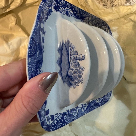 Spode Blue and Cream Floral Toast Dish - Picture 2 of 6